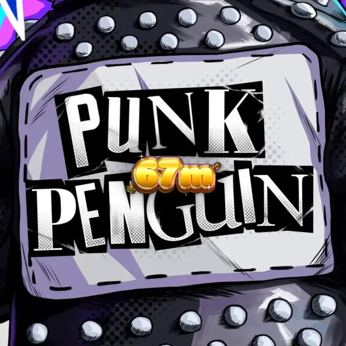 Cenário de concerto grunge com pinguins no slot Punk Penguin